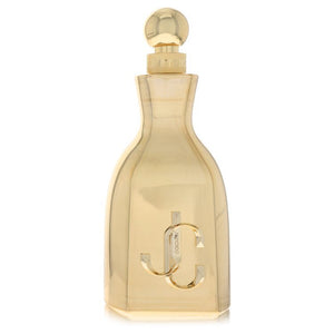 Gold perfume bottle with a gold cap on a white background